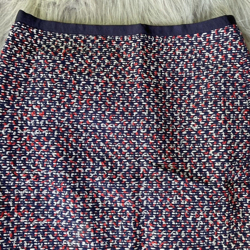 Talbots Petite Sz 2P Pencil Skirt Lined Red Navy Blue Knit Straight Career Work - Picture 2 of 12
